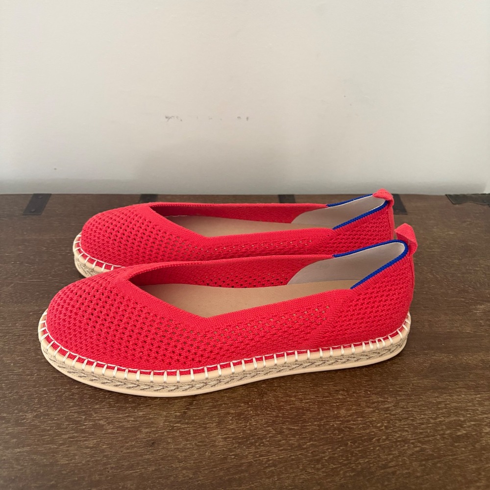 Rothys The Espadrille Red Knit Slip On Flats Shoes W10 186-004